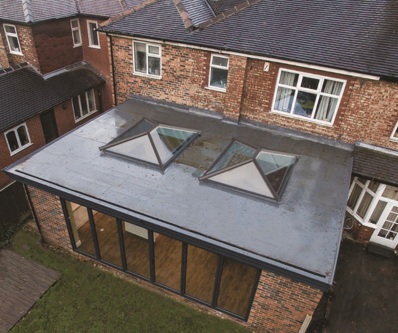 2 roof lanterns on flat roof