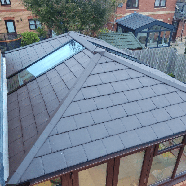 conservatory tiled roof with large glazed panel