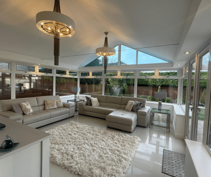 interior of tiled conservatory roof